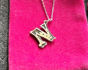 Handmade Sterling Silver Initial Pendant Necklace - Letter N