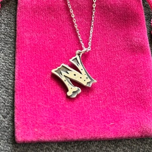 Colgante inicial N y cadena, collar de letra personalizado en plata de ley hecho a mano, colgante de letra, collar con inicial