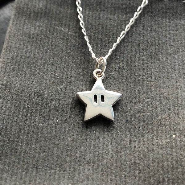 Super Mario star Pendant - handmade Sterling silver (small size)