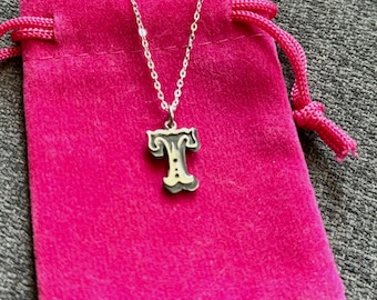 Handmade Sterling Silver Initial Pendant Necklace: Personalized Letter T By Mr Beaujangles