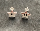 Super Mario star earrings - handmade Sterling silver (small size)