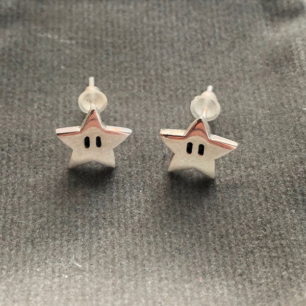 Super Mario star earrings - handmade Sterling silver (small size) stud earrings