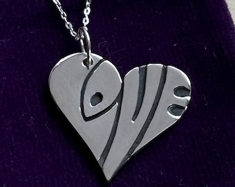 LOVE pendant handmade in Sterling silver "love" hippy style Mr Beaujangles