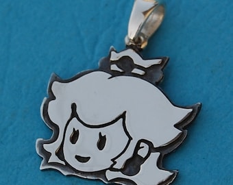 Princess peach sterling silver pendant