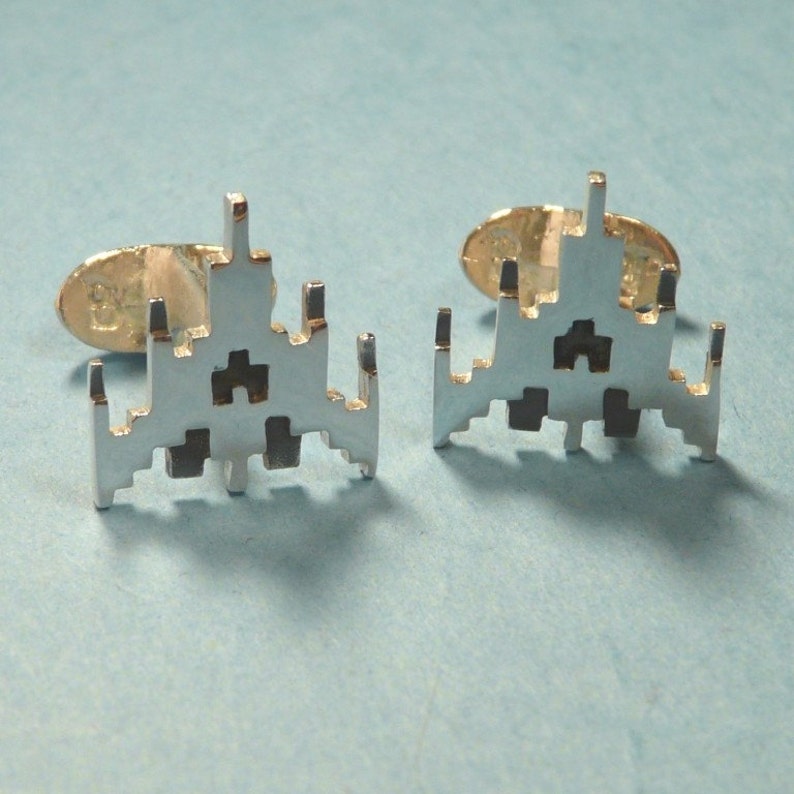 Sterling Silver Galaga Cufflinks