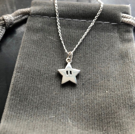 Super Mario star Pendant handmade Sterling silver small size