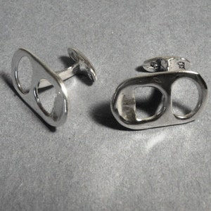 Beer Ring Pull cufflinks handmade Sterling Silver