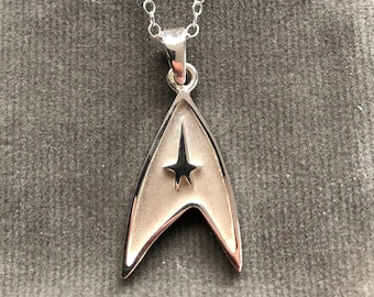 Star Trek pendant or cufflinks handmade Solid Sterling Silver