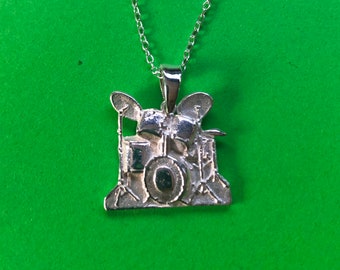 Drum kit pendant handmade Sterling Silver Mr Beaujangles