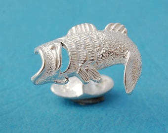 Bass Fisherman handmade Sterling Silver Cufflinks