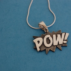 Pow necklace handmade Sterling silver and sterling silver chain image 1