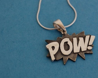 Pow necklace handmade Sterling silver  and sterling silver chain