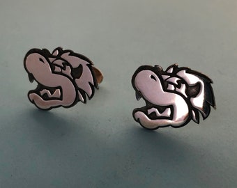 Bowser Cufflinks, handmade Sterling silver - for grooms, groomsmen, wedding, birthday, fathers day