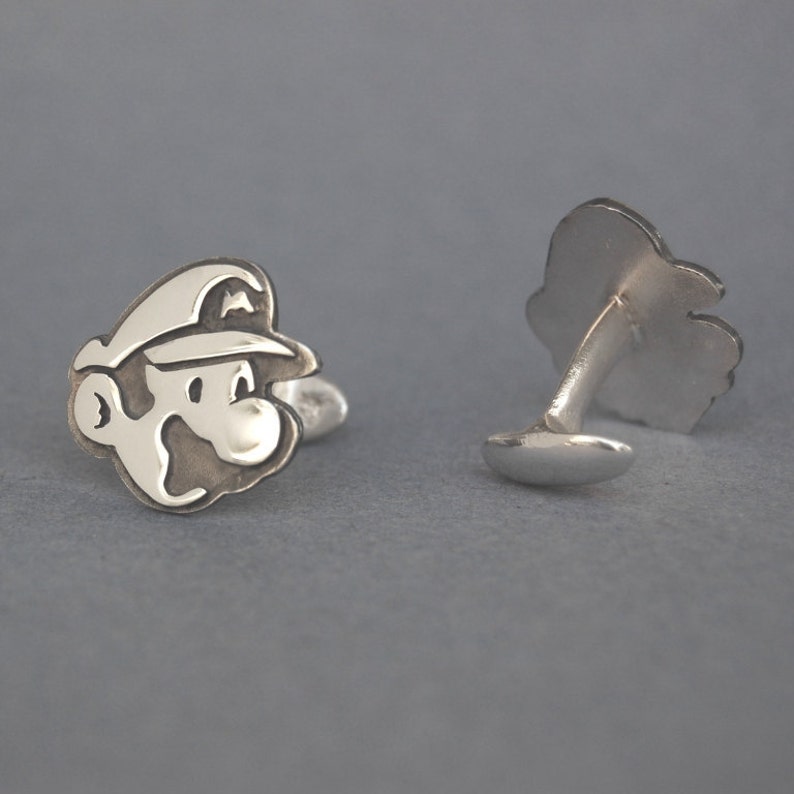 Mario and Luigi handmade Cufflinks Sterling Silver image 2