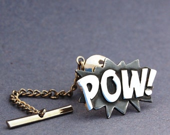 Sterling silver POW tie pin