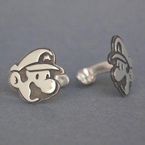 Mario and Luigi handmade Cufflinks Sterling Silver image 1