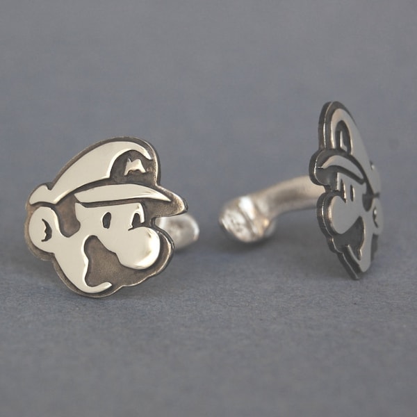 Mario en Luigi handgemaakte manchetknopen - Sterling zilver