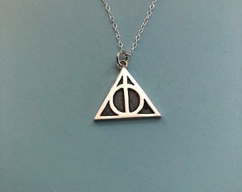 Deathly Hallows Harry Potter Charm Pendant Dark Arts Necklace - handmade sterling Silver