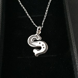 Collar con inicial, collar con letras de plata de ley maciza, collar con letras, joyería personalizada hecha a mano S