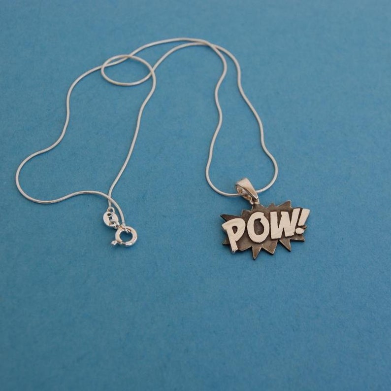 Pow necklace handmade Sterling silver and sterling silver chain image 3