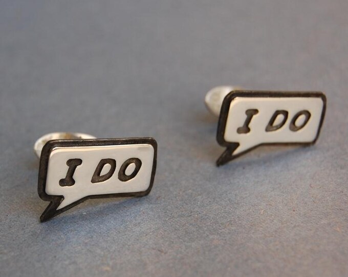 Mens Sterling Silver Wedding Cufflinks i Do Etsy