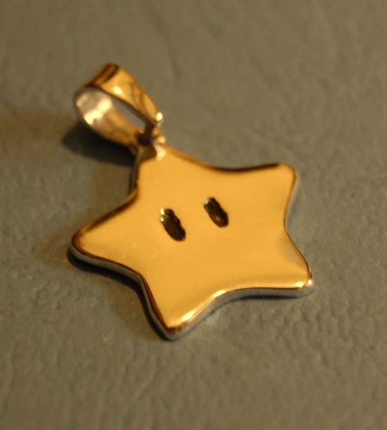 Mario star Pendant handmade Sterling silver image 3