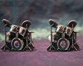 Drum kit Cufflinks handmade Sterling Silver