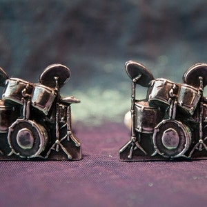 Drum kit Cufflinks handmade Sterling Silver image 1