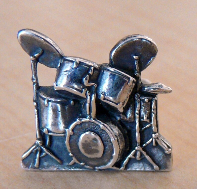 Drum kit Cufflinks handmade Sterling Silver image 2