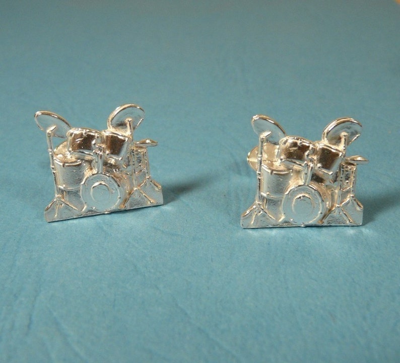 Drum kit Cufflinks handmade Sterling Silver image 4