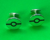 Pokemon ball cufflinks handmade Sterling Silver
