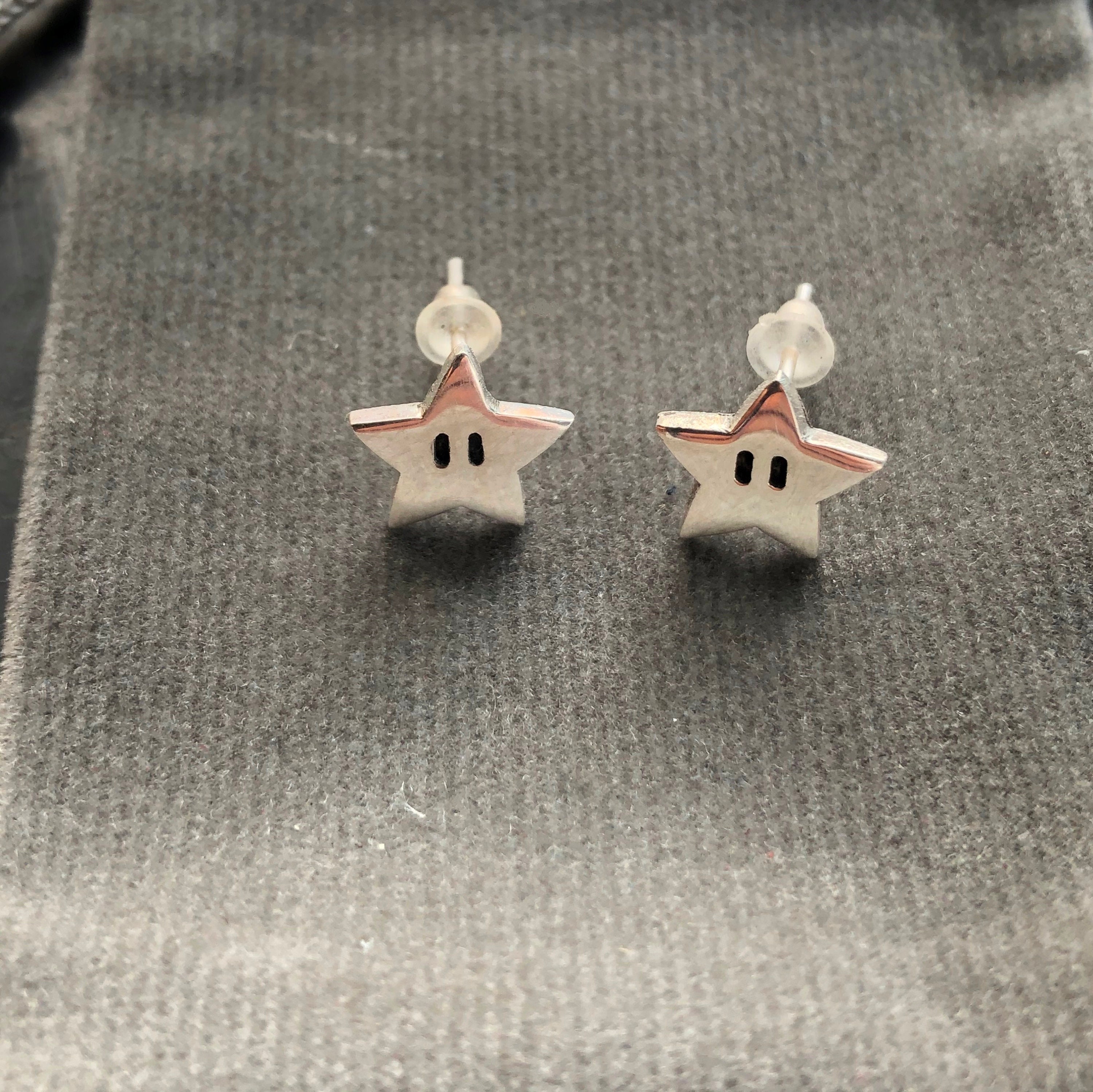 Super Mario Star Earrings Handmade Sterling Silver small Size Stud
