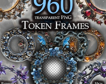 960 Token Border Frames Pack (PNG) for DnD/TTRPG – Printable and VTT Token Frames