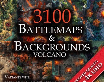 3100 Volcano themed Battlemaps and Backgrounds (DnD Compatible) – Digital RPG Terrain Scenes