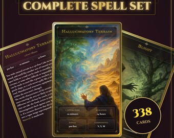Printable DnD Spell Cards – SRD 5.2 (2024) | PDF A4 and US Letter + jpg
