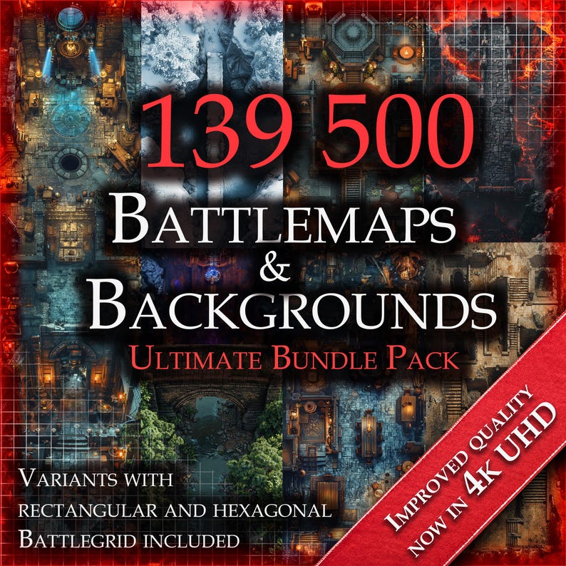 139 500 DnD compatible Battlemaps and Backgrounds - Digital Bundle – Printable RPG Terrain Scenes image 1