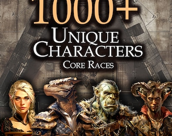 Más de 1000 retratos de personajes: Colección básica (compatible con DnD) Arte digital imprimible para RPG