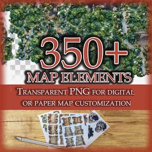 Fantasia RPG mapeia quebra-cabeça de elemento recortado, PDF para impressão, fundo transparente PNG, DnD, recursos exclusivos para gerador de mapas, kit diy | clipes