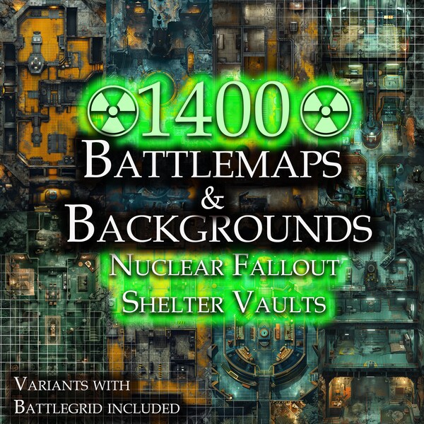 TTRPG Battlemaps & Backgrounds in Nuclear shelter vaults theme | Digital RPG maps | Role playing printable terrain