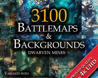 3100 Dwarven Mines Battlemaps and Backgrounds (DnD Compatible) – Digital RPG Terrain