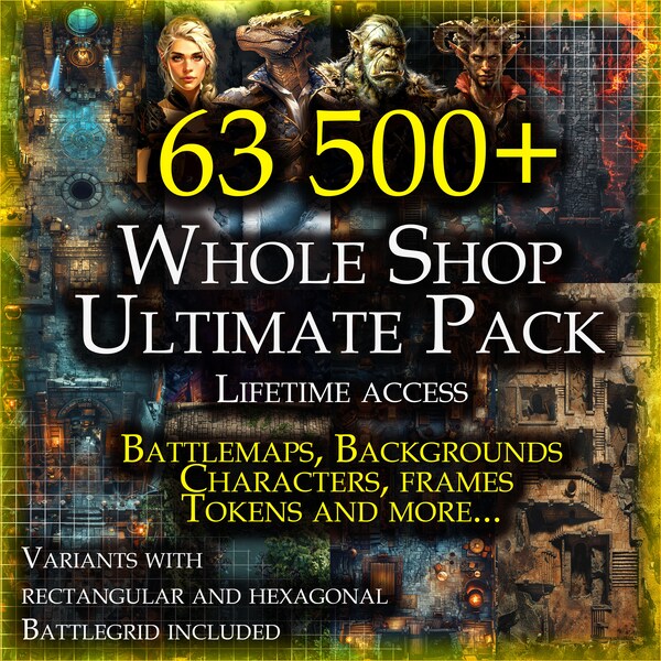 Whole shop bundle | DND Maps | Portraits | Token border frames | Condition tokens | Character tokens | Role playing accesories | TTRPG gift