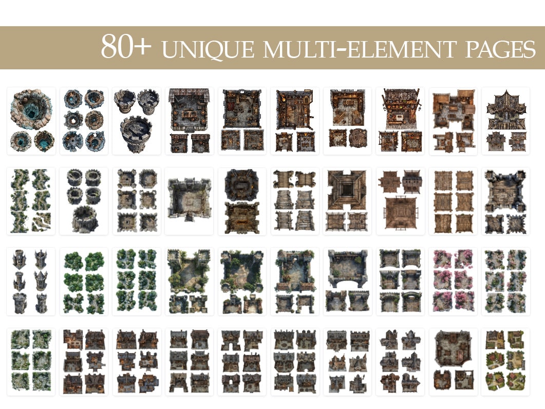 Fantasy RPG Maps Cutout Element Puzzle, Printable PDF, Transparent ...