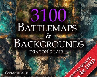 3100 Dragon's Lair Battlemaps and Backgrounds (DnD Compatible) – Digital RPG Terrain