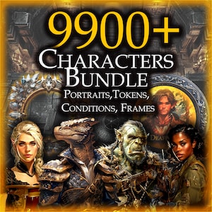 TTRPG Character Bundle: 9900+ Portraits, Tokens, Frames and Condition Markers (Digital)