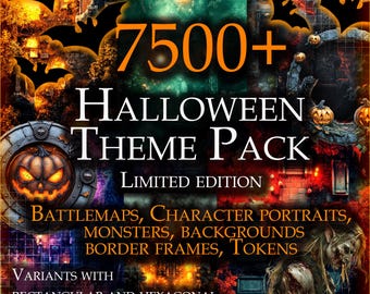 Dungeons and Dragons Halloween Pack | Maps, characters, tokens, backgrounds | Digital RPG images | Role playing printable assets | DnD | VTT