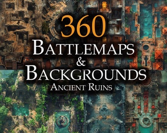 Dungeons and Dragons Battlemaps & Backgrounds in Ancient Ruins theme | Digital RPG maps | Role playing printable terrain