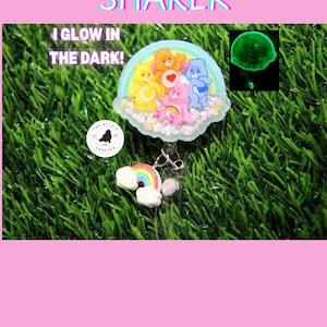SHAKER Care Bear badge reel, Cartoon badge reel, Pediatrics badge reel, Gifts for nurses, Glow in the dark badge reel, Summer badge reel