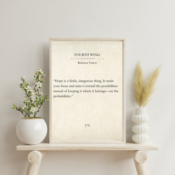 Fourth Wing Quote, Inspirational Wall Art, Book Page, Rebecca Yarros Literature, Digital Print