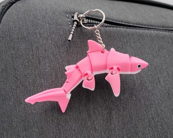 Pink Shark Fidget Toy Keychain: 3D Printed Marine Gift