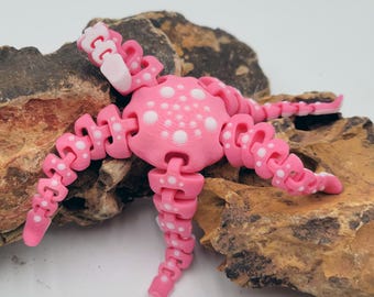 Pink Articulated Starfish Fidget Toy: 3D Printed Ocean Gift